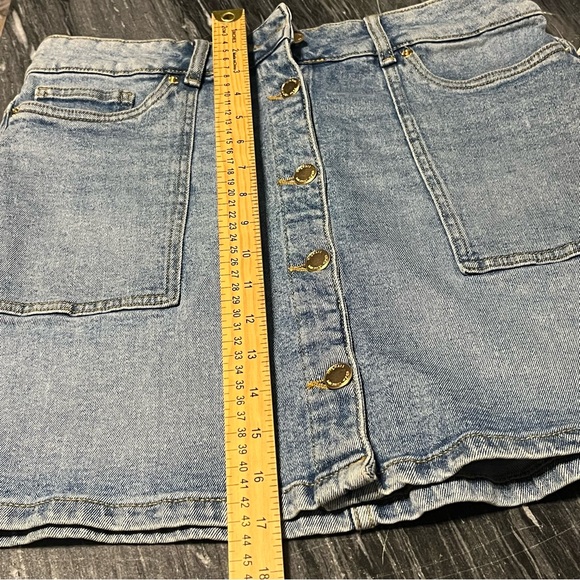 Michael Michael Kors Denim Gold Button Front Skirt - Picture 5 of 5